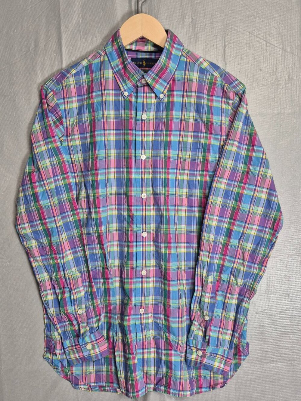 Polo Ralph Lauren Shirt Mens M Plaid 140s 2 Ply Long Sleeve Button Down 0602